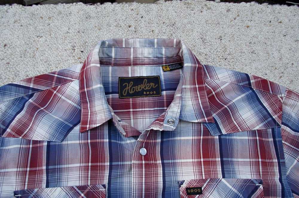 Howler Brothers Mens Western Shirt Blue Red Plaid… - image 3