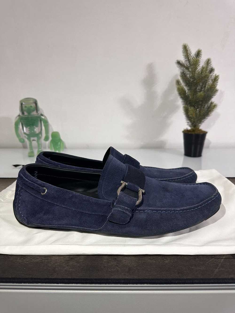 Salvatore Ferragamo Navy Blue Suede Mocasines - image 5