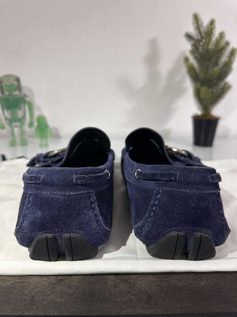 Salvatore Ferragamo Navy Blue Suede Mocasines - image 6