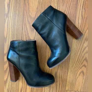 Vince Camuto Black Booties with Wood Heel size 8.5 - image 1