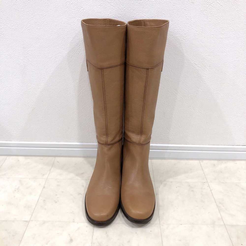 Large size ing ing low heel long boots camel beig… - image 3