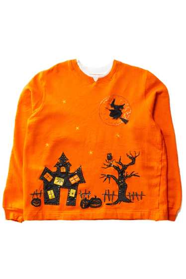 Vintage Witch Applique Halloween Sweatshirt (1990… - image 1