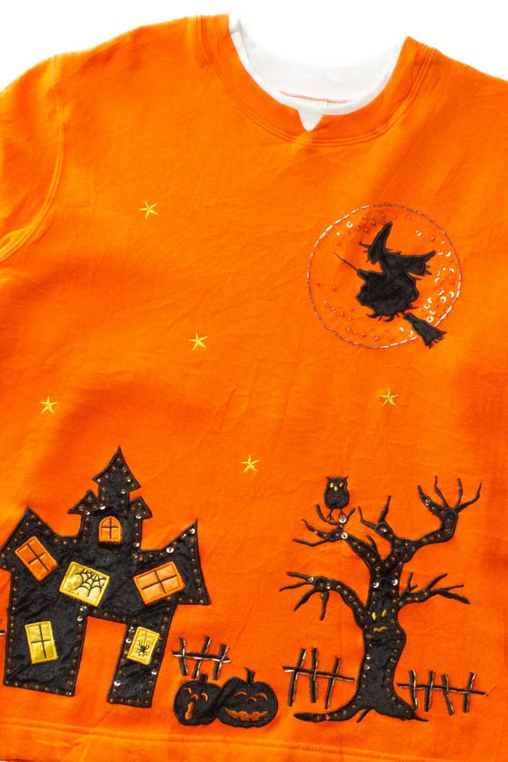 Vintage Witch Applique Halloween Sweatshirt (1990… - image 2