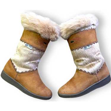 Vtg Garden Sport Women’s Tan Goat Fur Winter BOOT… - image 1