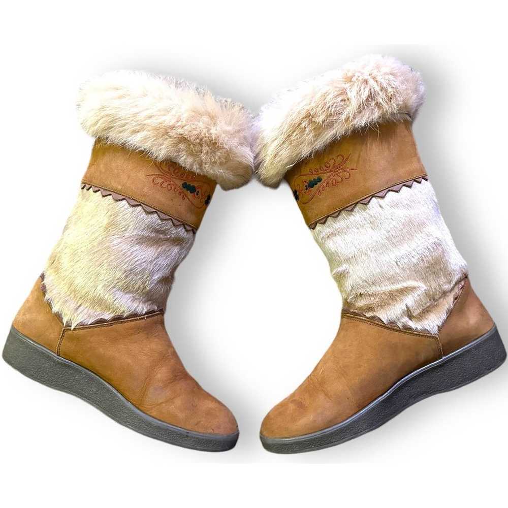 Vtg Garden Sport Women’s Tan Goat Fur Winter BOOT… - image 2