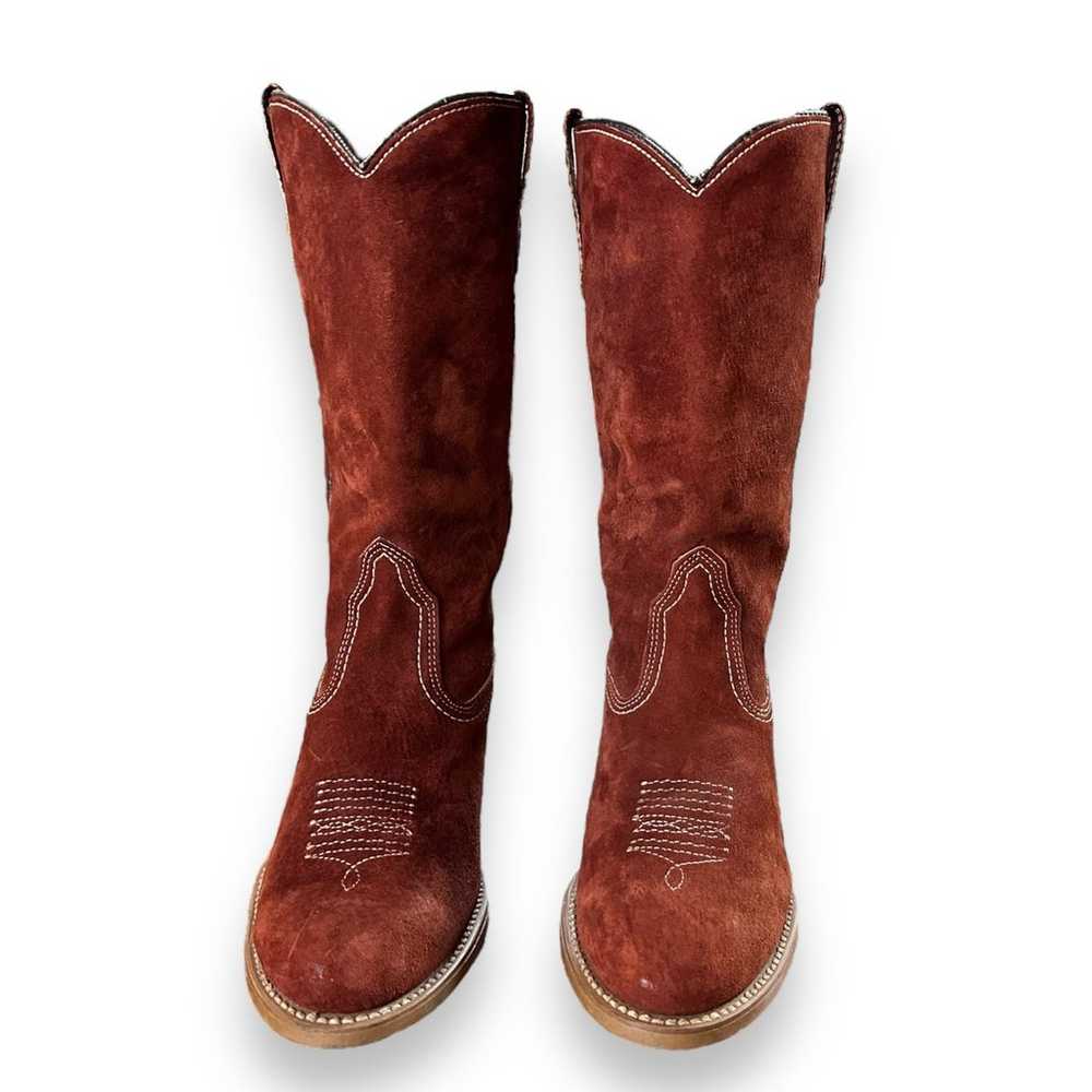 Vintage 70s Wolverine Cowboy Suede brown Western … - image 12