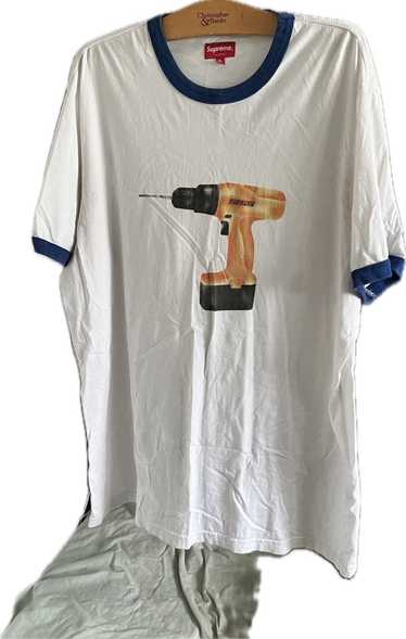 Supreme Supreme Drill Ringer in White/Blue - image 1