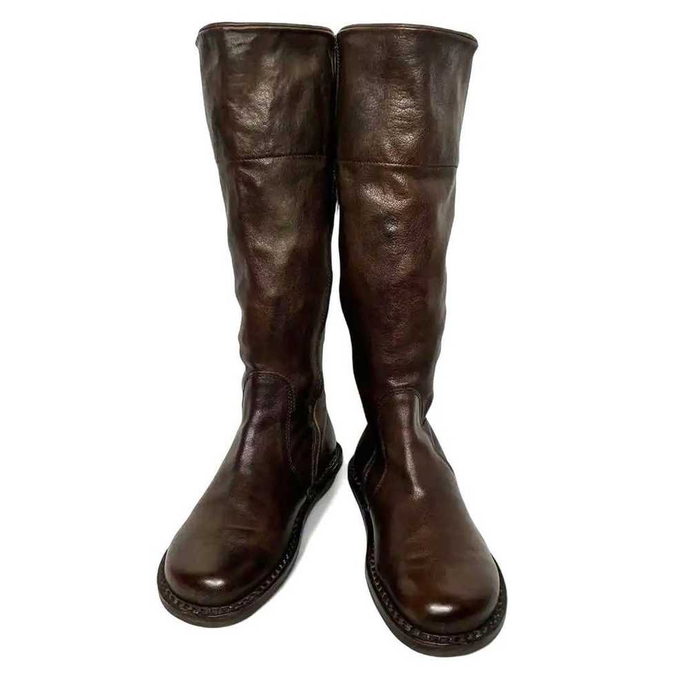 Trippe 36 23 Leather Long Boots Side Zip Dark Bro… - image 2