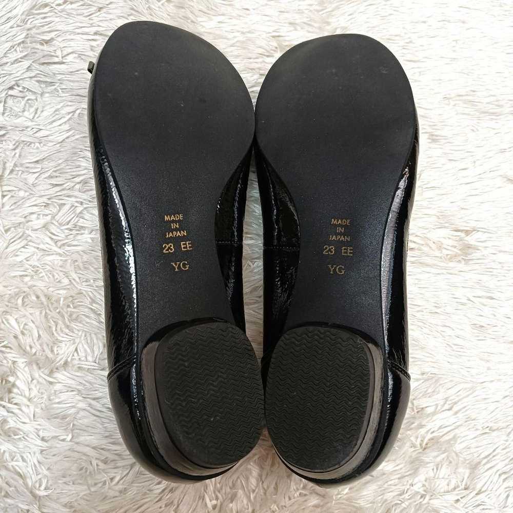 Diana Flat Pumps Ribbon Cushioned Enamel Black 23… - image 10