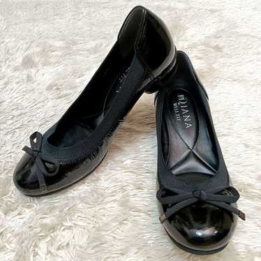 Diana Flat Pumps Ribbon Cushioned Enamel Black 23… - image 1