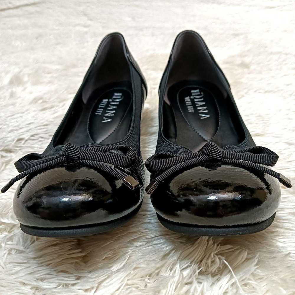 Diana Flat Pumps Ribbon Cushioned Enamel Black 23… - image 3