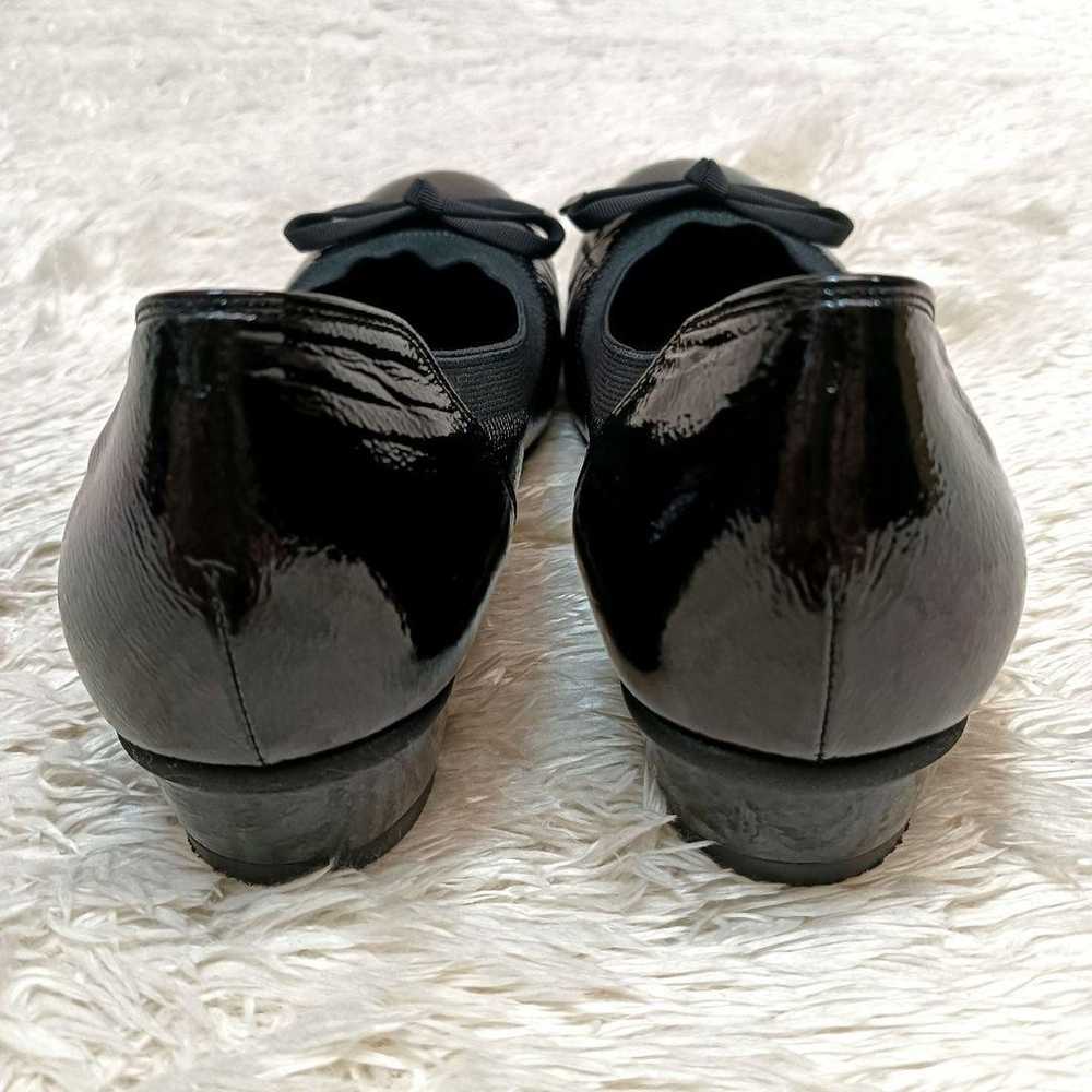 Diana Flat Pumps Ribbon Cushioned Enamel Black 23… - image 4