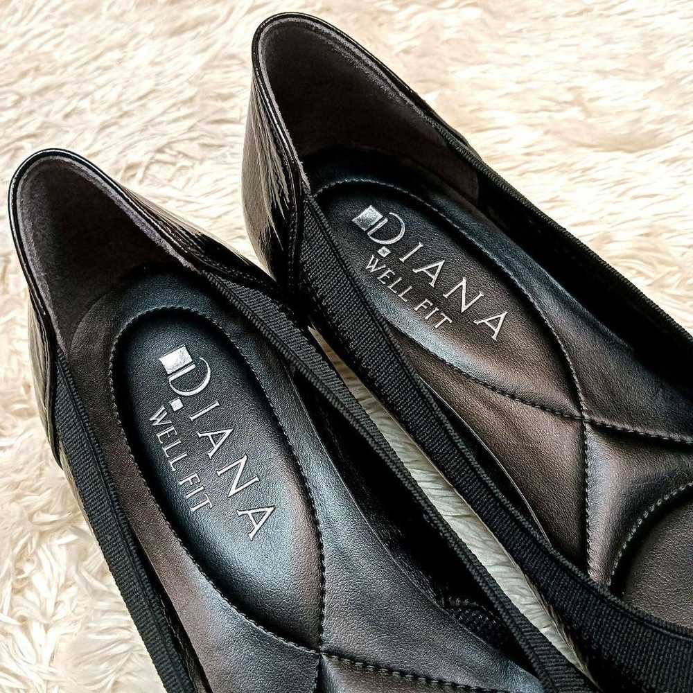 Diana Flat Pumps Ribbon Cushioned Enamel Black 23… - image 6