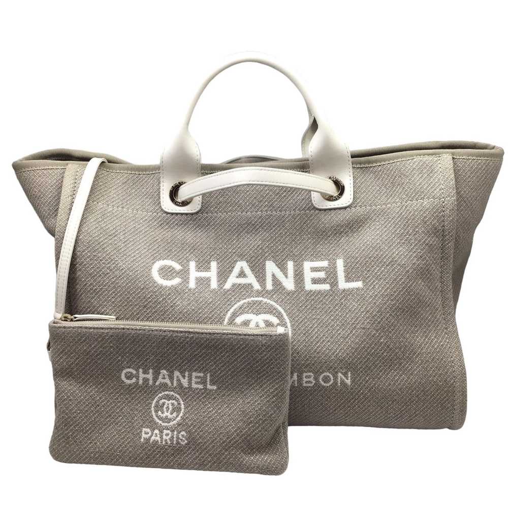 Chanel Deauville Grey Canvas Tote Bag (Pre-Owned) - image 1