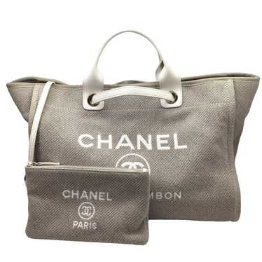 Chanel Deauville Grey Canvas Tote Bag (Pre-Owned)