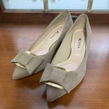 DIANA Beige Suede High Heel Pumps with Ribbon, ab… - image 1