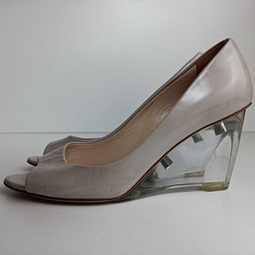 PRADA Clear Wedge Sole Open Toe Pumps - image 3