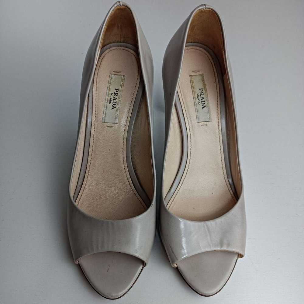 PRADA Clear Wedge Sole Open Toe Pumps - image 5