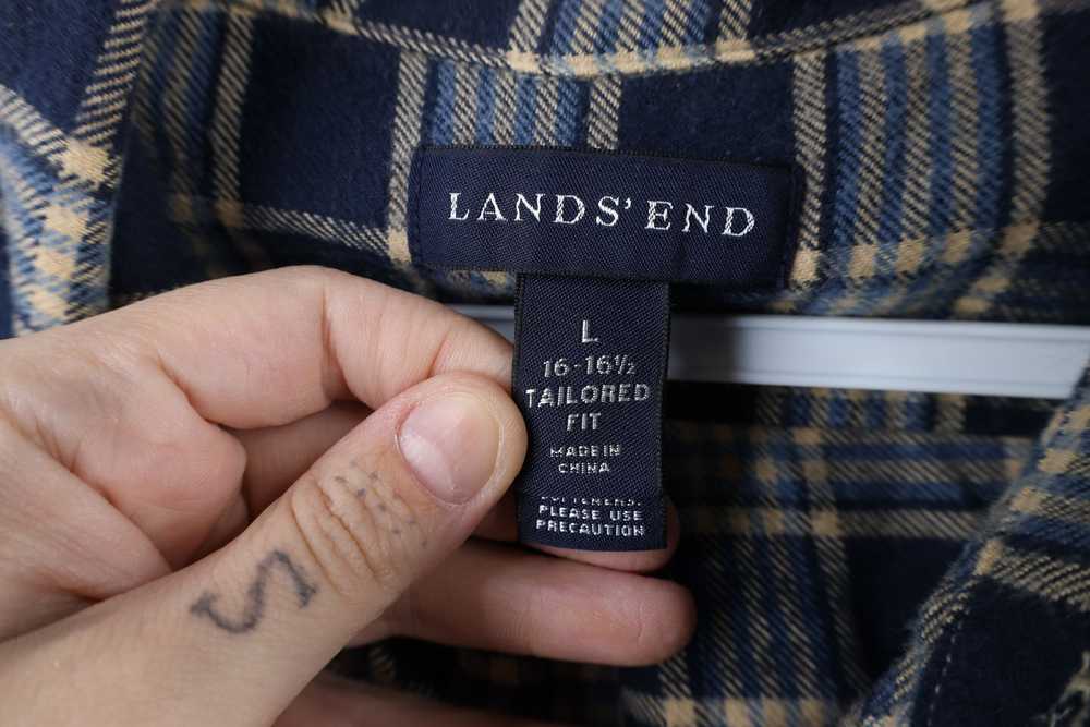 Lands End × Vintage Vintage Lands End Fit Flannel… - image 9