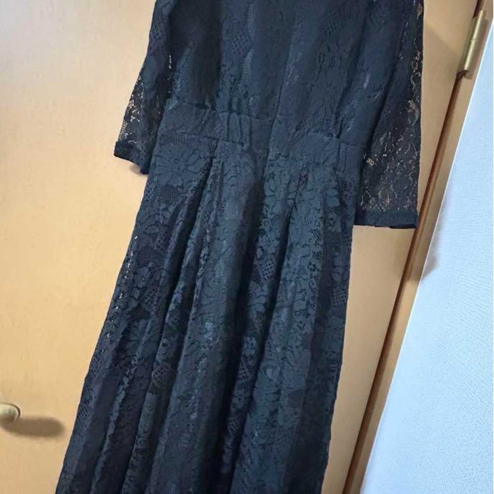 Lace Ladies Black Lace Long Sleeve Long Dress - image 2