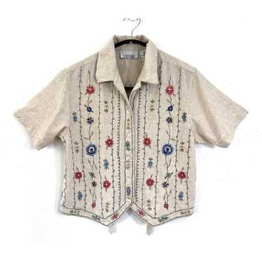 Vintage Casey & Max Shirt Top Womens Small Embroi… - image 1