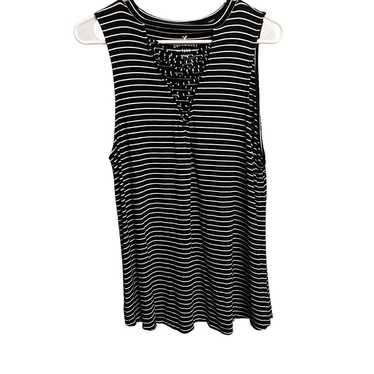 American Eagle Black White Pinstripe Sleeveless So