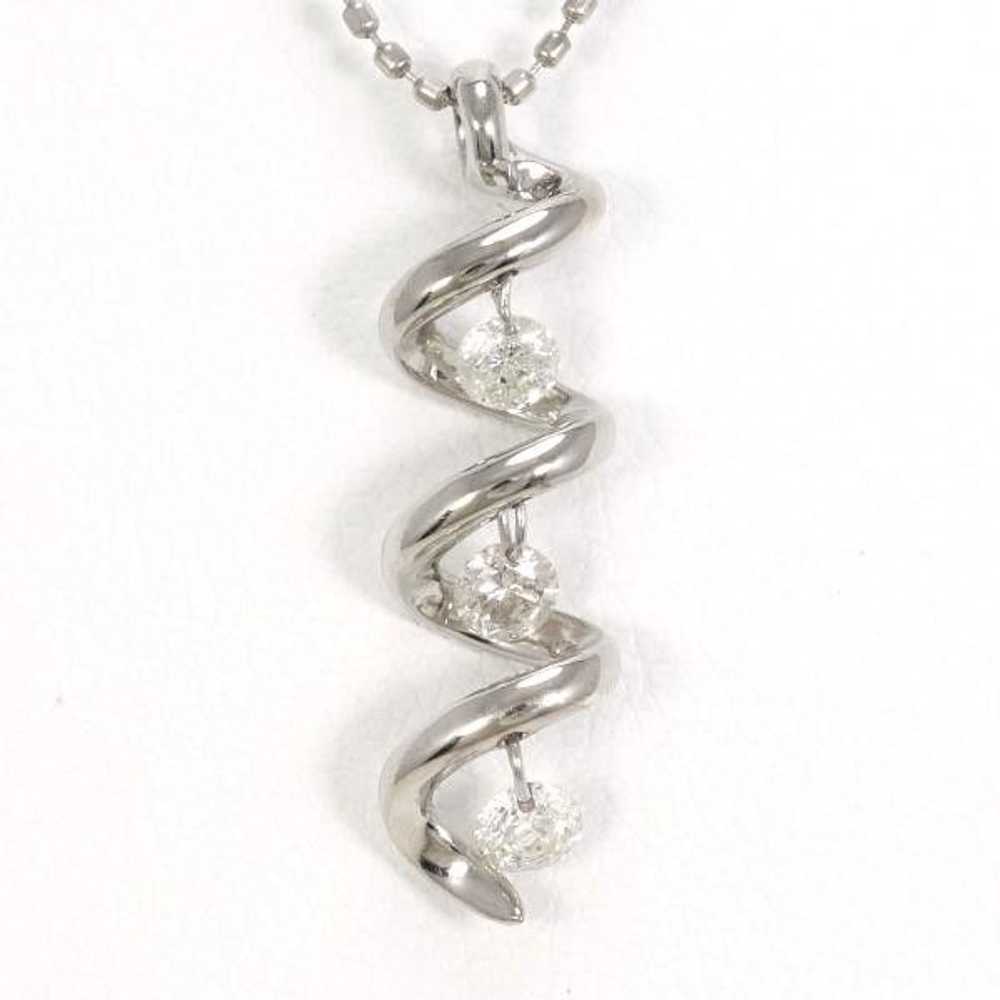 Other LuxUness K18 White Gold Diamond Necklace Me… - image 1