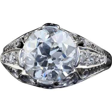 Antique Art Deco Platinum Old European Diamond En… - image 1