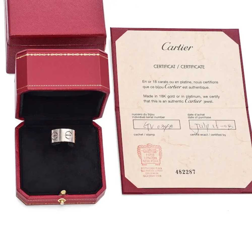 Cartier 18K White Gold Wide Love Ring - image 2