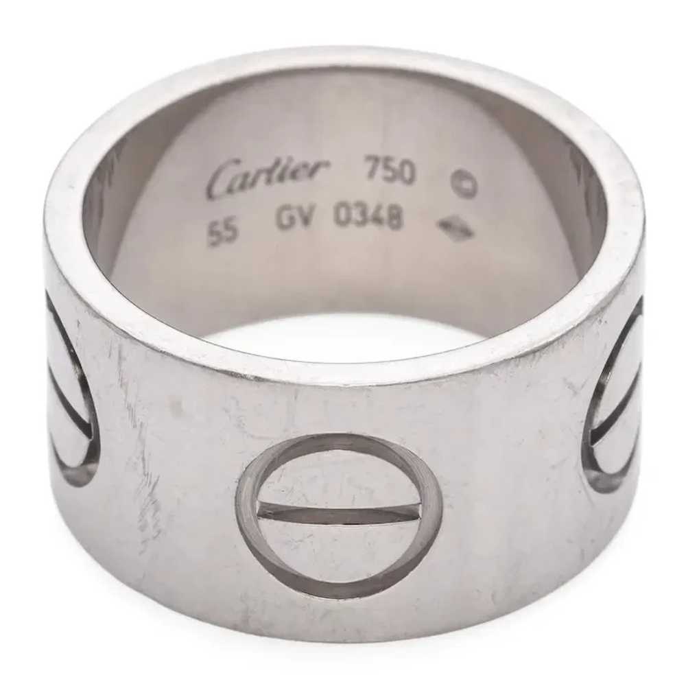 Cartier 18K White Gold Wide Love Ring - image 3