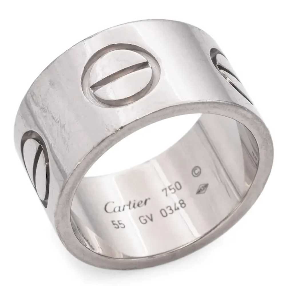 Cartier 18K White Gold Wide Love Ring - image 5