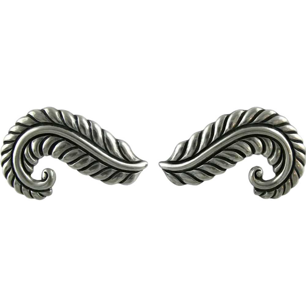 Mexico Los Castillo Sterling Silver Feather Leaf … - image 1