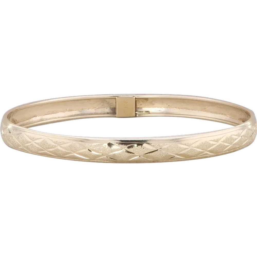 10k Yellow Gold Textured 6.3mm Bangle 4.2g - image 1