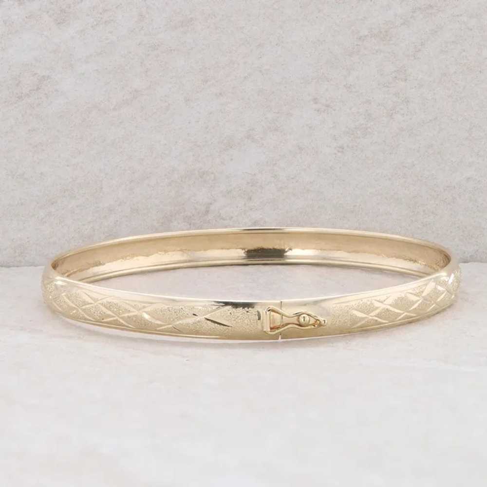 10k Yellow Gold Textured 6.3mm Bangle 4.2g - image 2