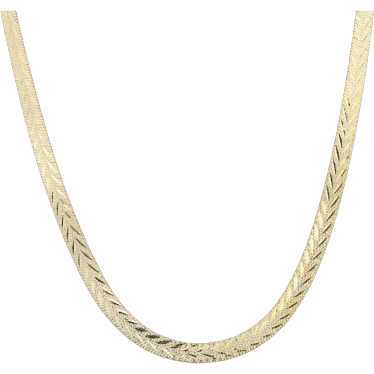 14k Yellow Gold Woven Link Herringbone Chain 13.8… - image 1