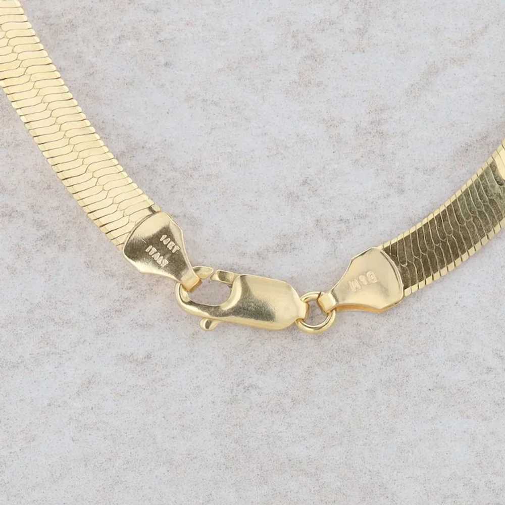 14k Yellow Gold Woven Link Herringbone Chain 13.8… - image 2