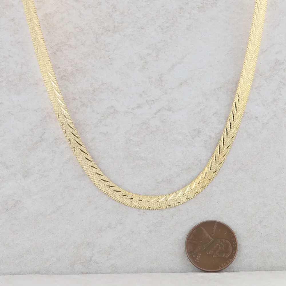 14k Yellow Gold Woven Link Herringbone Chain 13.8… - image 3