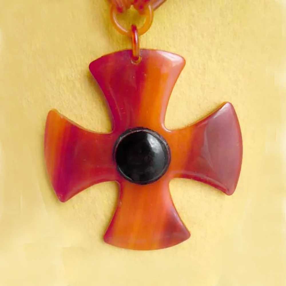 Celluloid Maltese Cross 1950s/60s Necklace - image 3