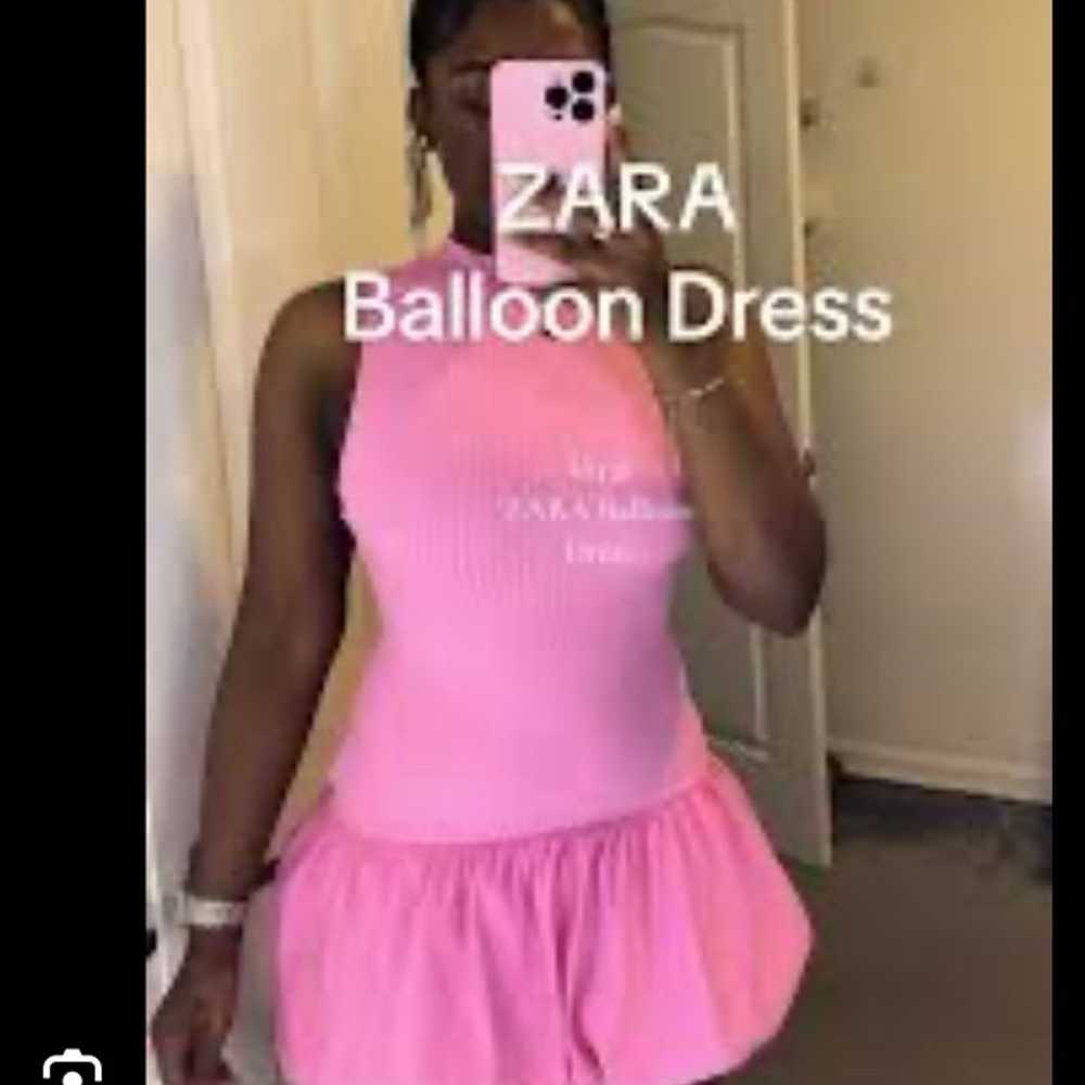 Zara Pink Ribbed Balloon Bubble Dress - image 4