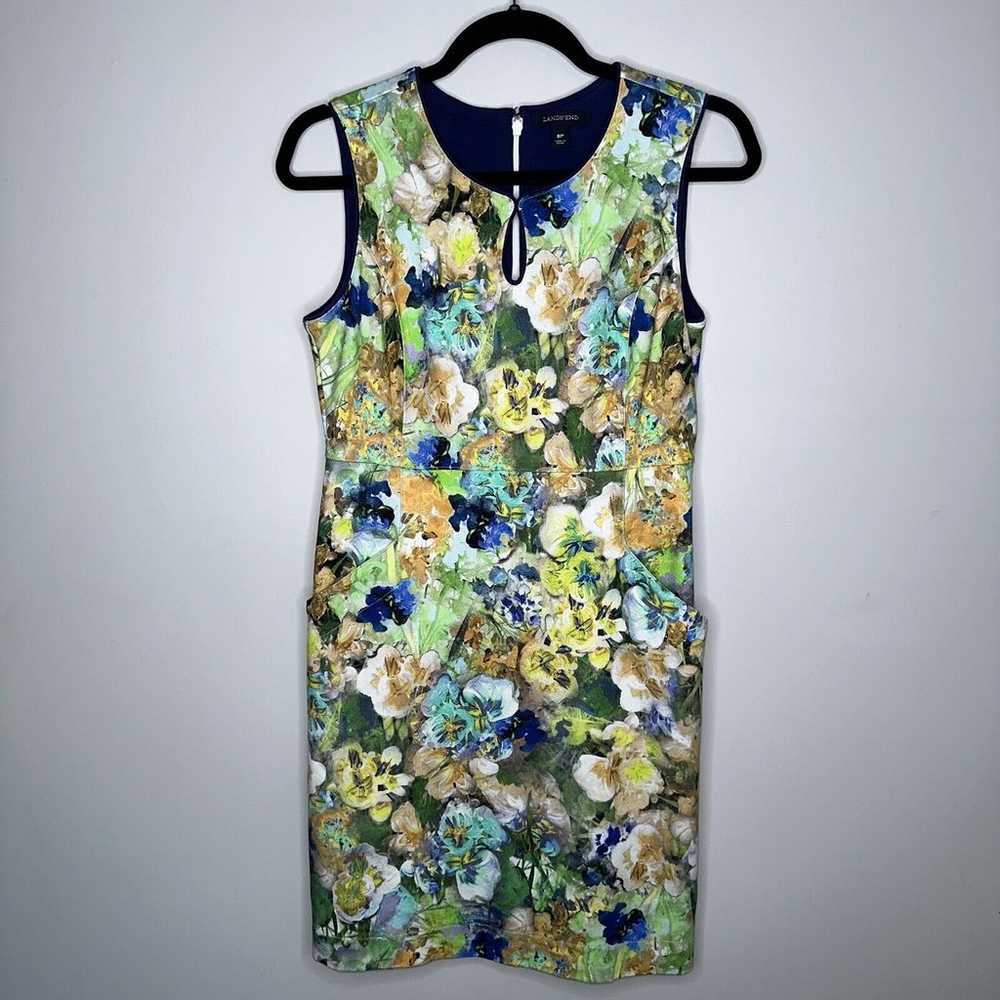 Lands’ End Women’s Floral Watercolor Ponte Knit D… - image 1