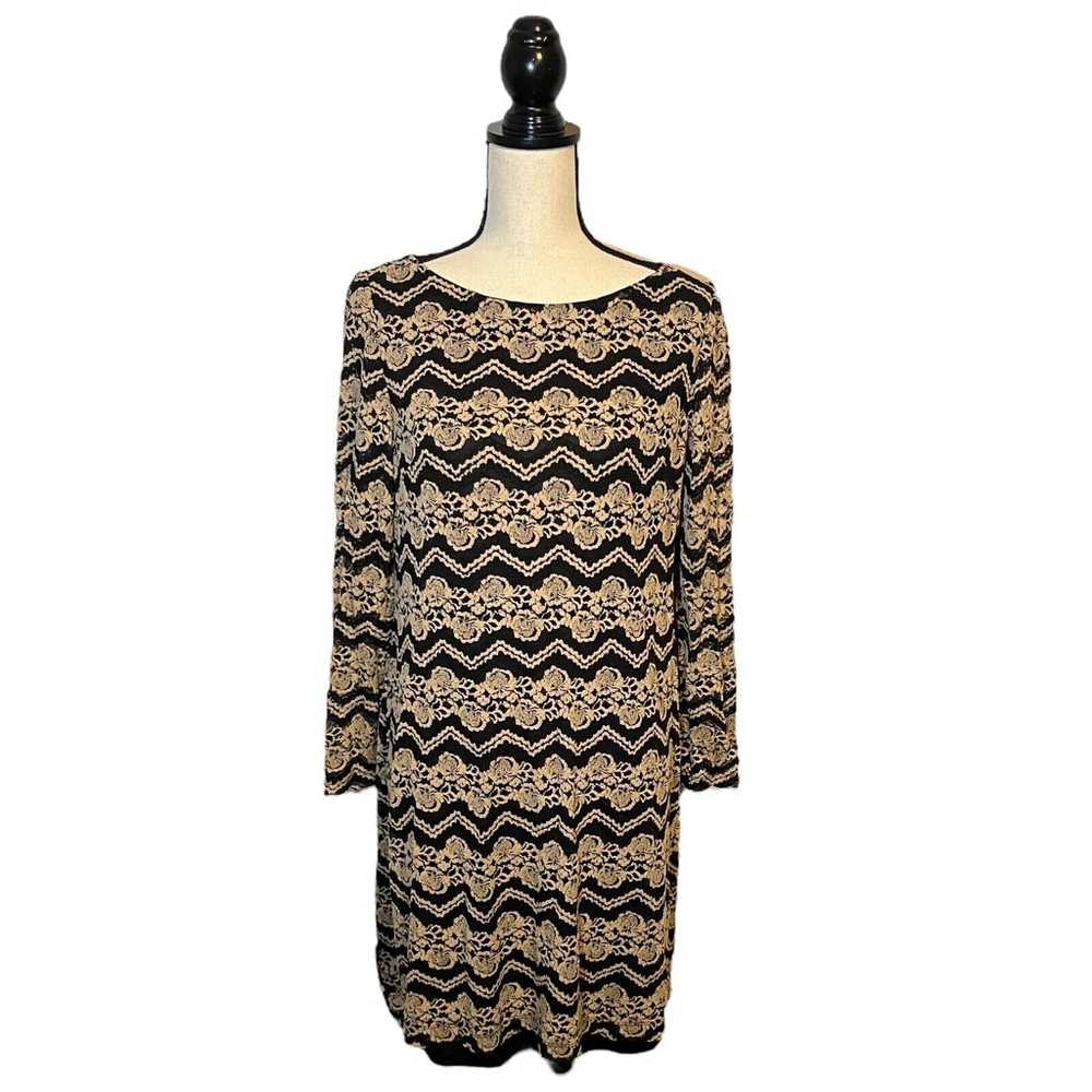 Jessica Howard Womens Black Tan Lace Midi Party S… - image 1