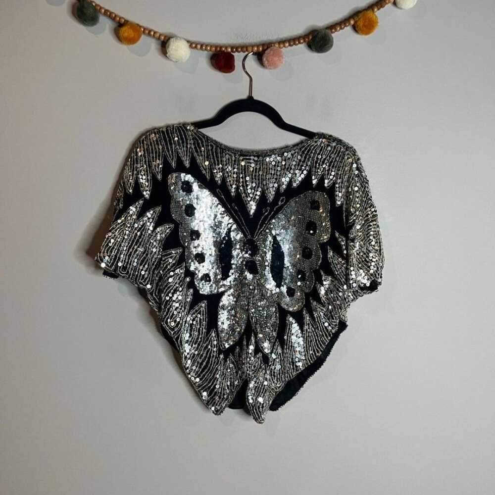 Vintage sequin butterfly top - image 5