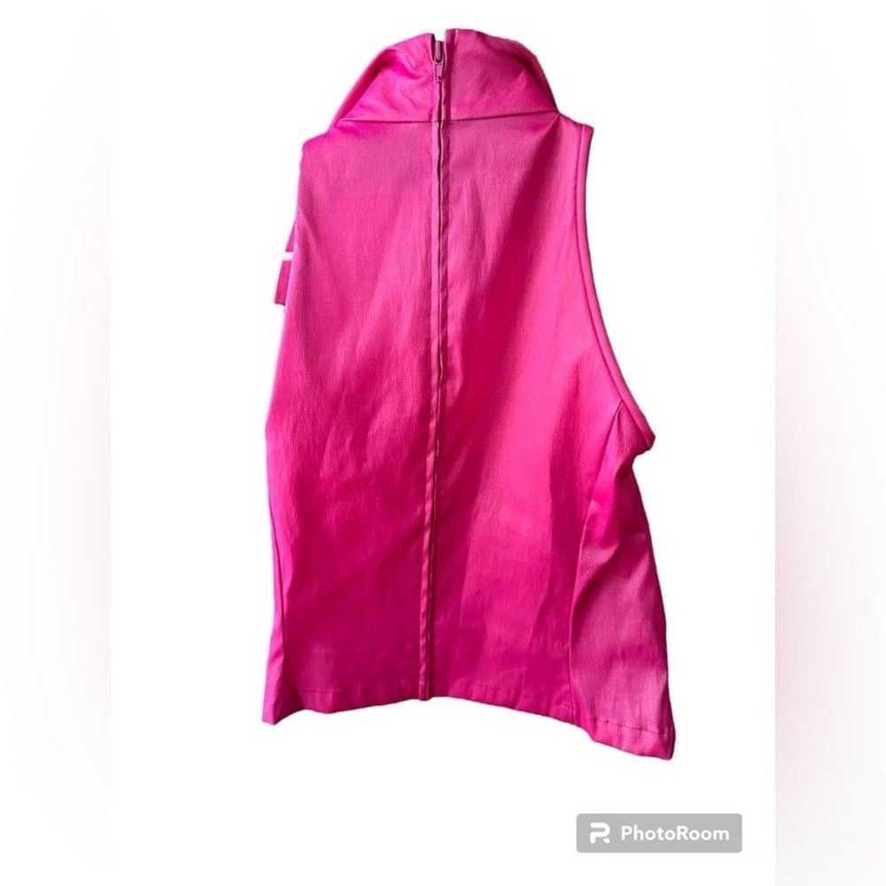 Tadashi Vintage Hot Pink Faux Wrap Sleeveless Blo… - image 3