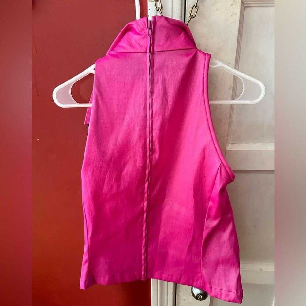 Tadashi Vintage Hot Pink Faux Wrap Sleeveless Blo… - image 5