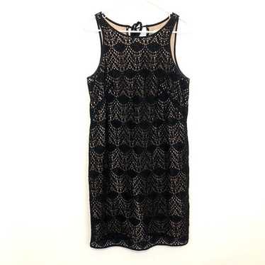 ANN TAYLOR LOFT Black Beige Crochet Sleeveless Tie