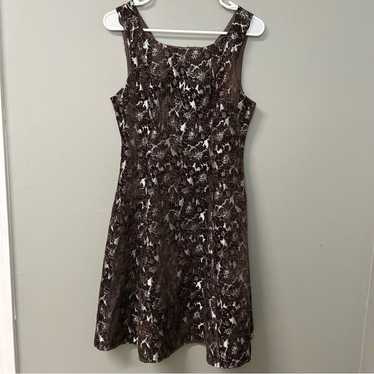 Modcloth Brown Velvet Floral A Line Dress M Pocke… - image 1