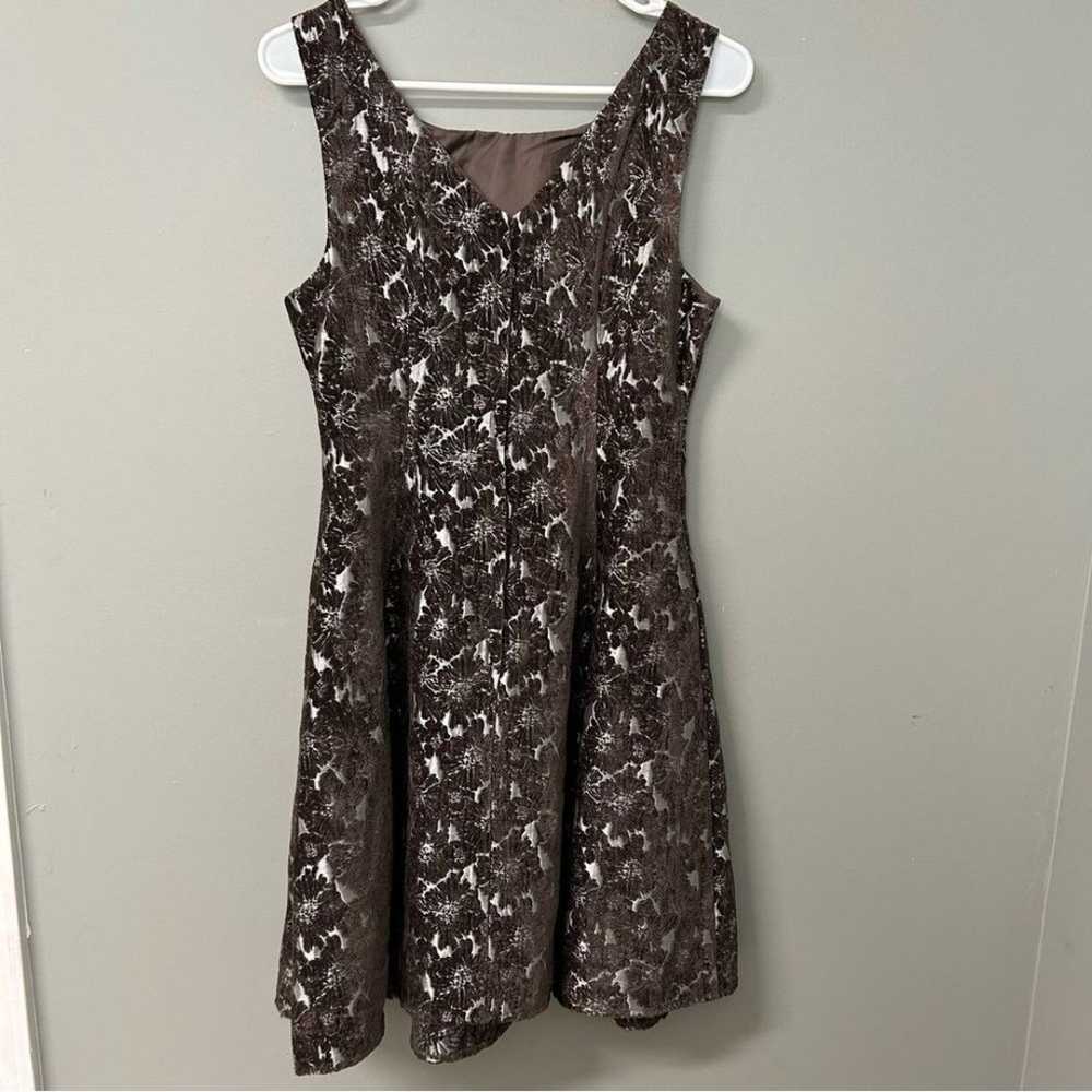 Modcloth Brown Velvet Floral A Line Dress M Pocke… - image 2