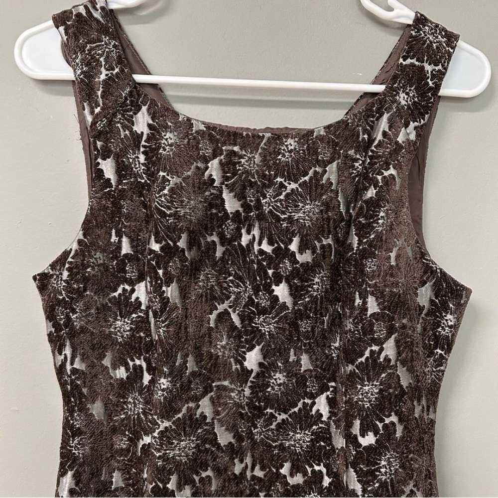 Modcloth Brown Velvet Floral A Line Dress M Pocke… - image 4