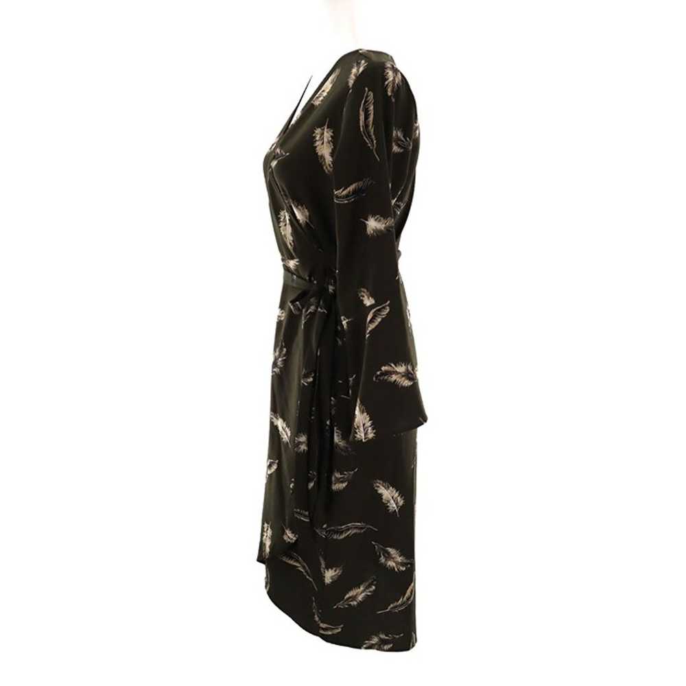 Veronica M. Feather Wrap Dress Women's M Olive Gr… - image 11