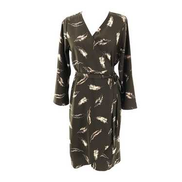 Veronica M. Feather Wrap Dress Women's M Olive Gr… - image 1